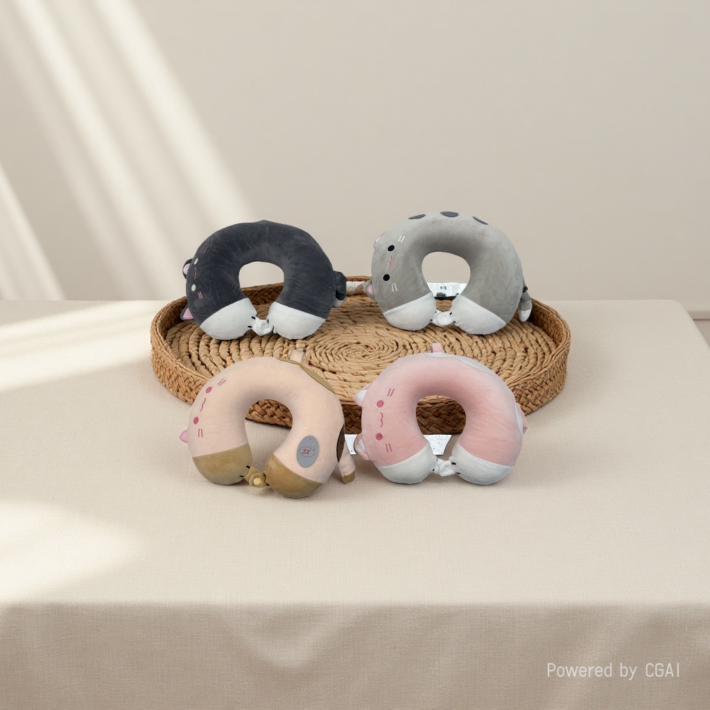 Cartoon animal-shaped U-shaped memory foam travel pillow, comfortable, breathable and neck-protecting new style Specification image