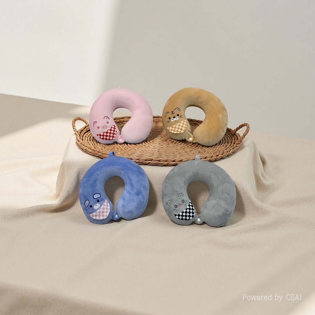 Cartoon U-shaped pillow, memory foam travel pillow, comfortable, breathable and neck-protecting new design Specification image