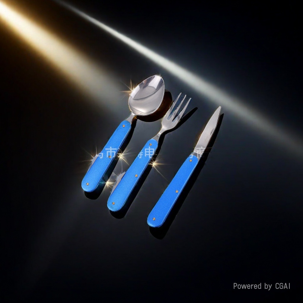 Steak knife, fork, barbecue tools, cake tableware set of 3 pieces, stainless steel knife, fork and spoon