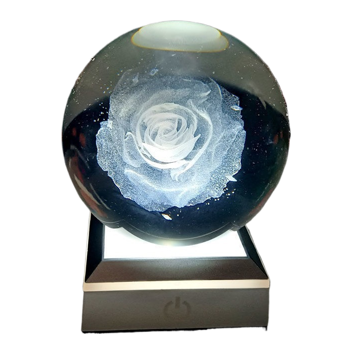 Rose glass crystal ball music box Item Picture