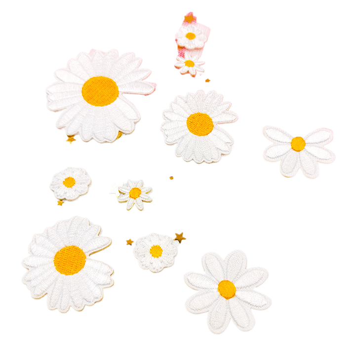 小雏菊电脑绣花章布贴 潮流服装刺绣贴 牛仔裤装饰背胶补丁贴