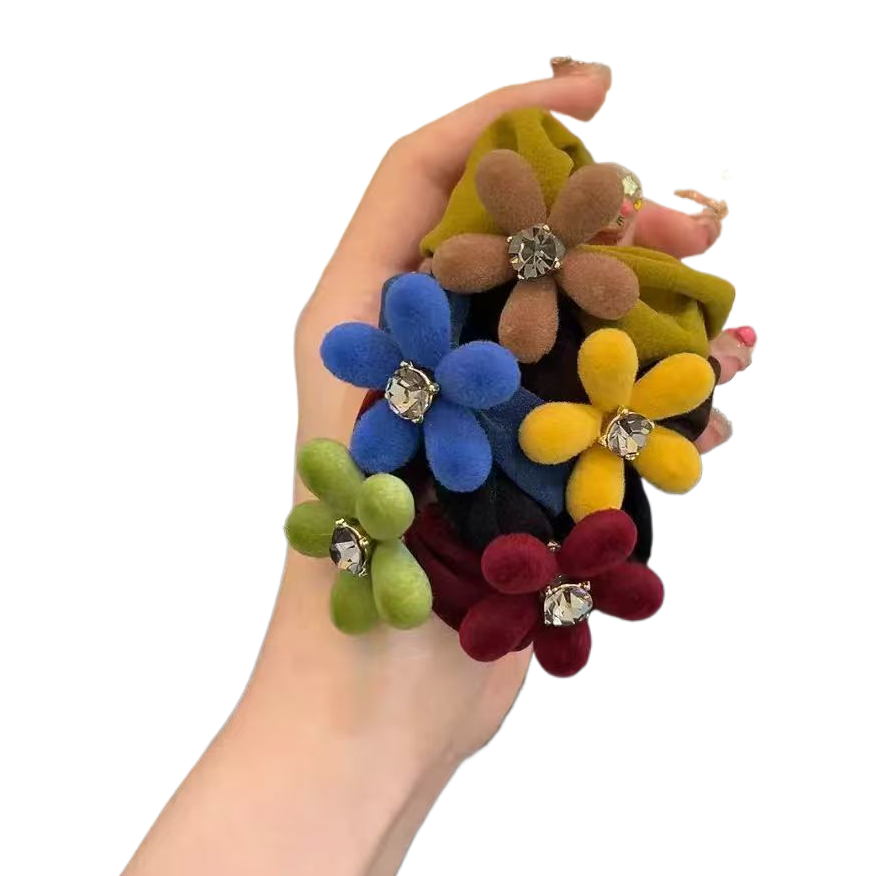 Colorful plush flower hair bands, large intestine hair bands, whole box, telephone line, rubber band hair accessories Item Picture