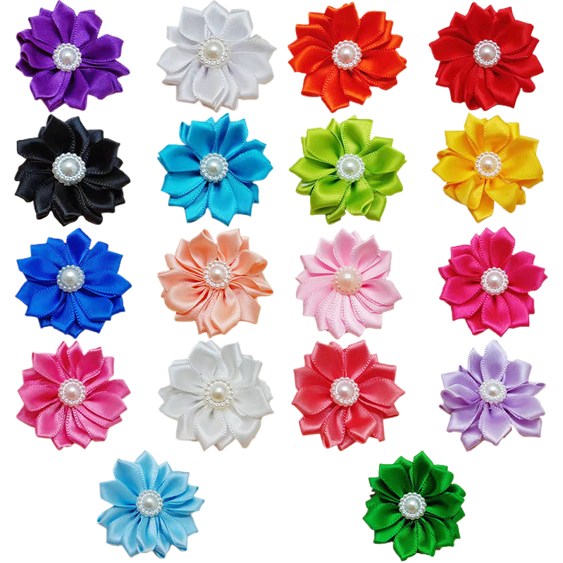 diy accessories: Colorful ribbon fabric, satin ribbon, pearl flower, hair accessories, bags, shoes, clothing, hats, and accessories with flowers Item Picture
