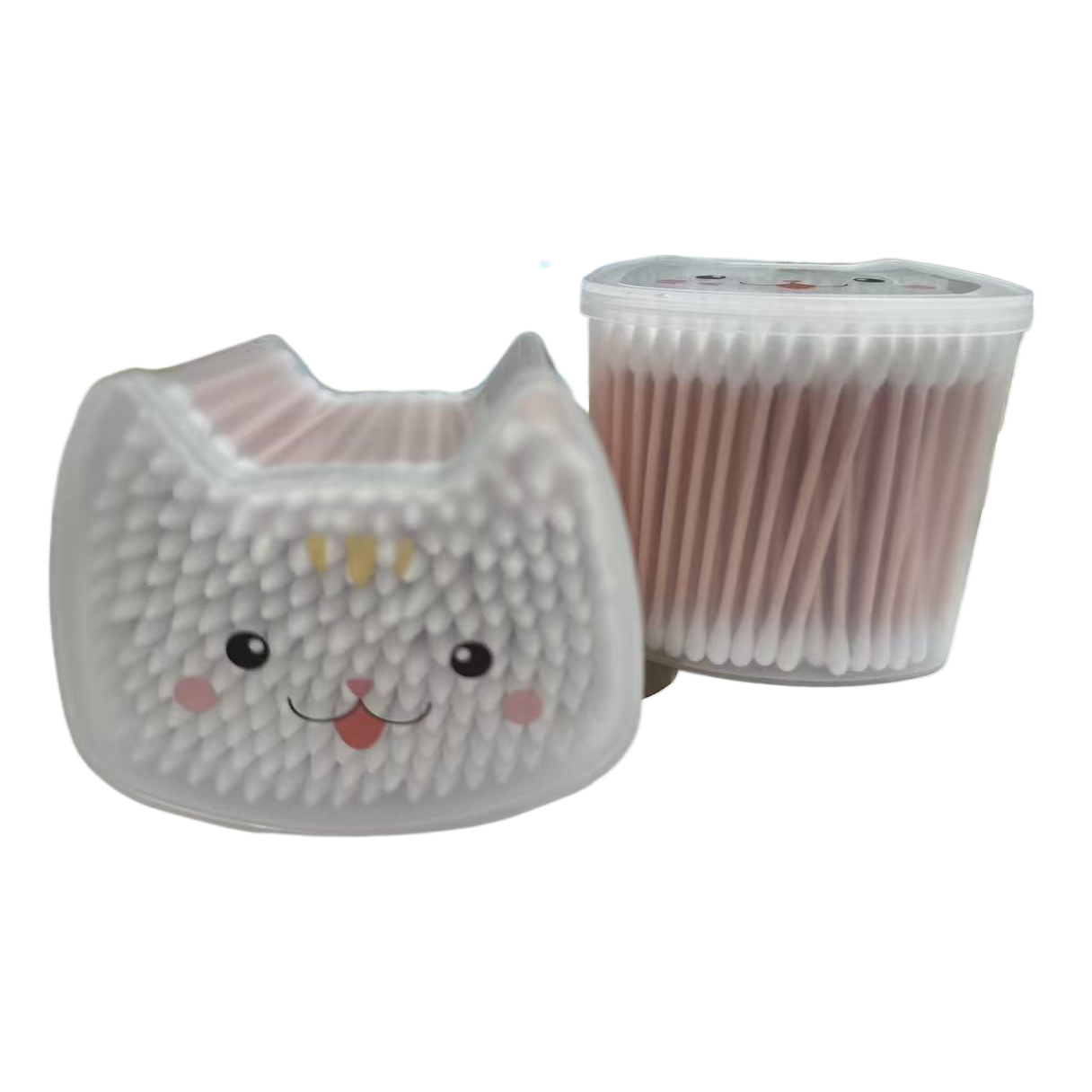 Cute cat-shaped cotton swab box + cotton swabs, iodophor cosmetic cotton swabs, alcohol disinfectant cotton pads, toilet paper rolls Item Picture