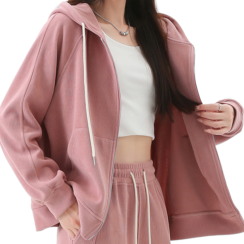 粉色连帽外套女情趣内衣棒球服夹克