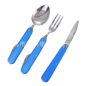 Steak knife, fork, barbecue tools, cake tableware set of 3 pieces, stainless steel knife, fork and spoon Item Picture