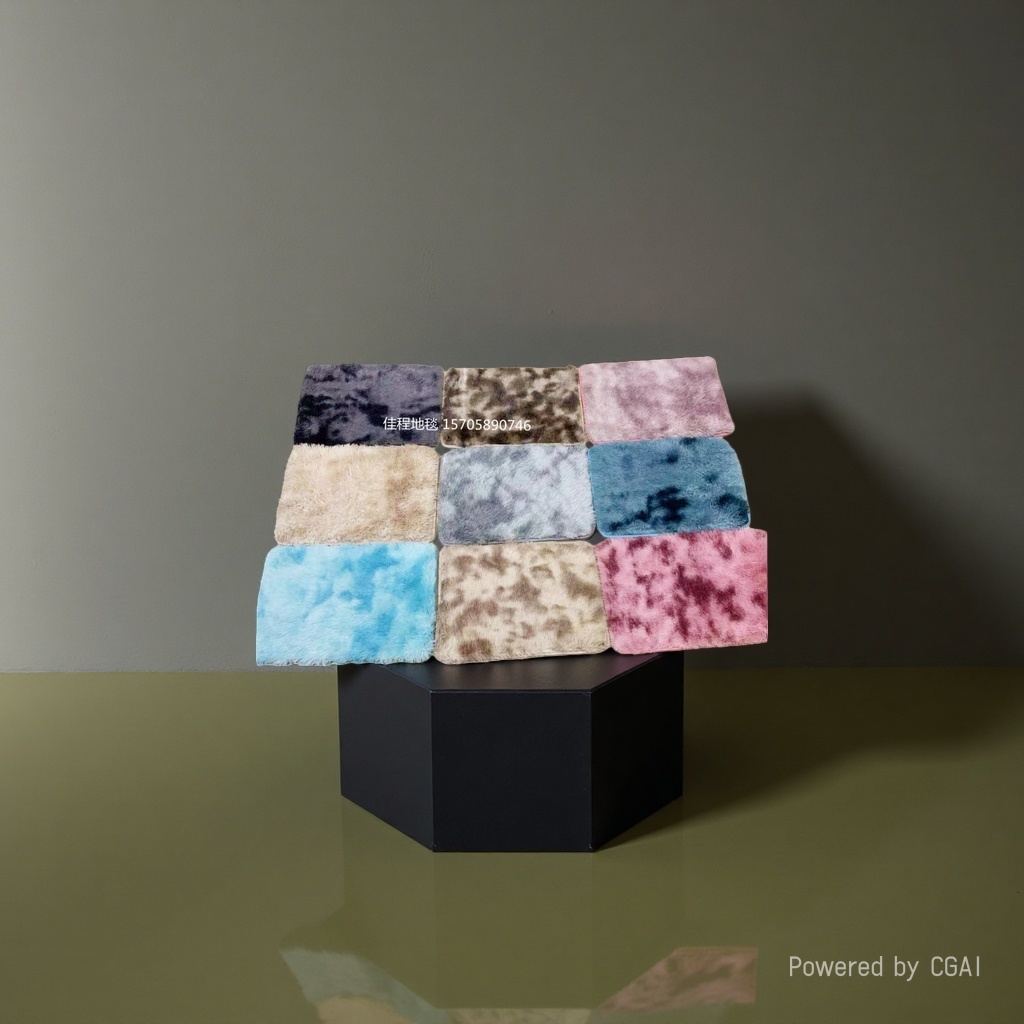 Cross-border multi-color tie-dyed gradient carpet, bedroom and living room, coffee table, blanket, bedroom bedside sofa, long-haired washed full, 40*60cm Application Scenario