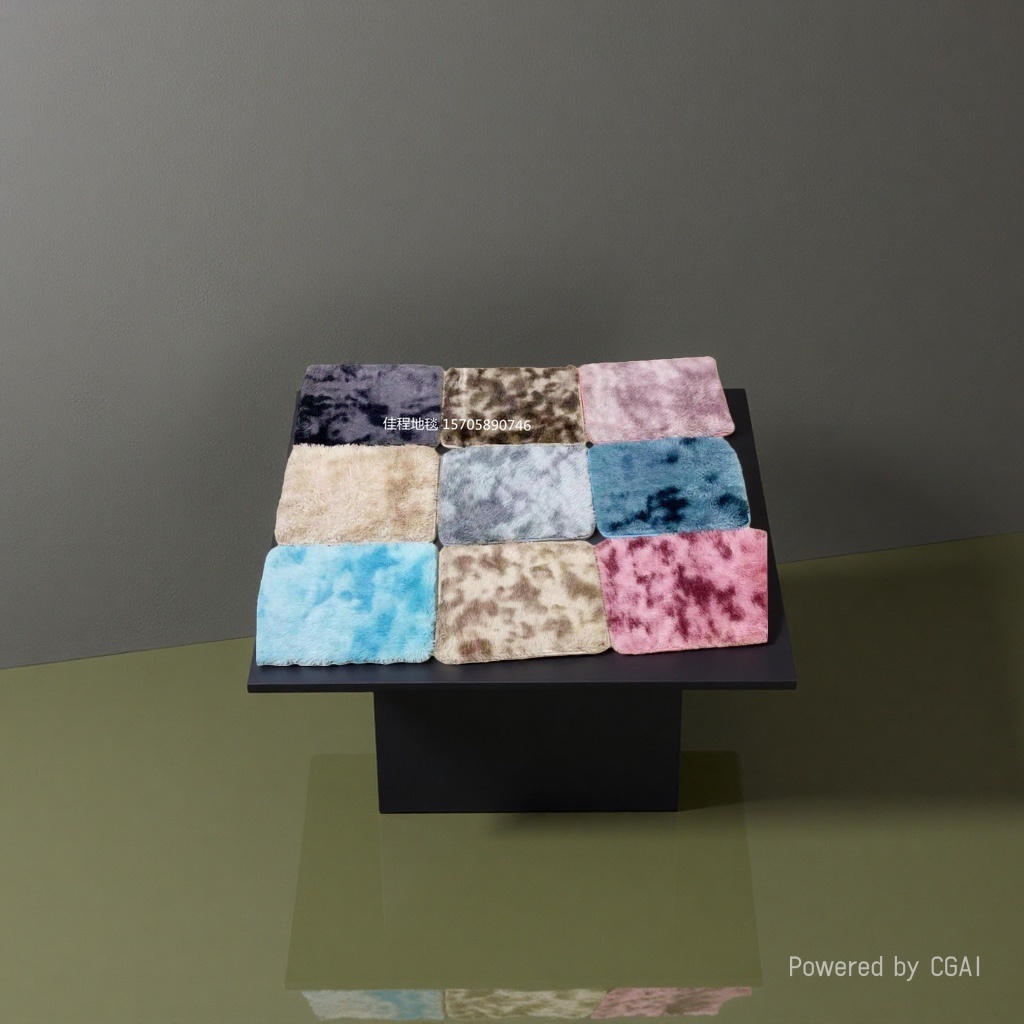 跨境杂色扎染渐变地毯卧室客厅茶几垫毯卧室床边沙发长毛水洗满铺40*60cm