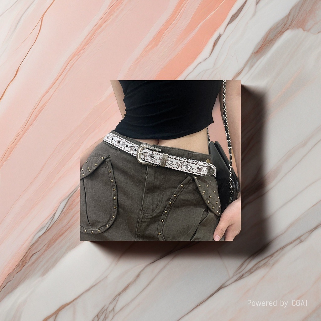الحزام الأزرق الفاتح الرئيسي هو حزام أزياء حقيقي Item Picture