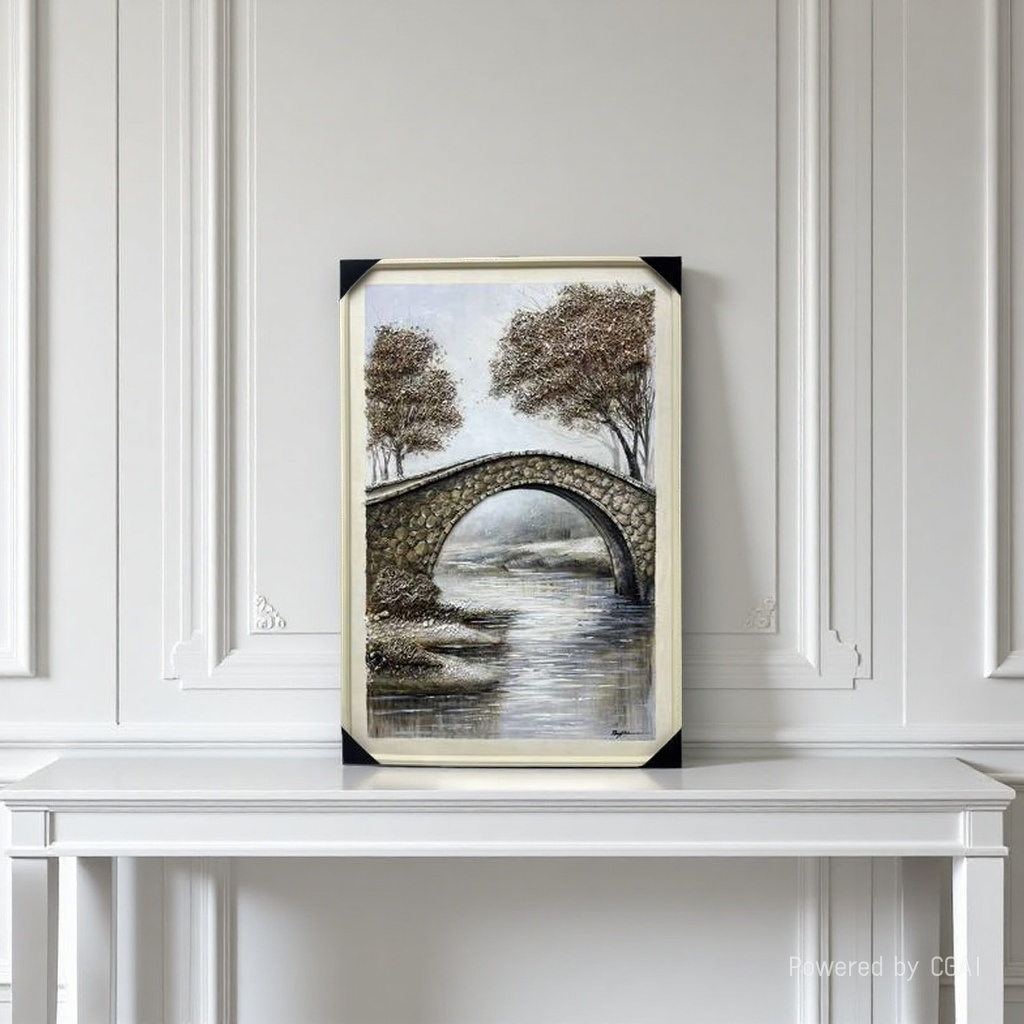 Entrance hall decorative painting, hand-painted oil painting, living room decorative painting, light luxury hanging painting, dining room American mural, corridor texture painting, arch bridge. 090853611 Specification image
