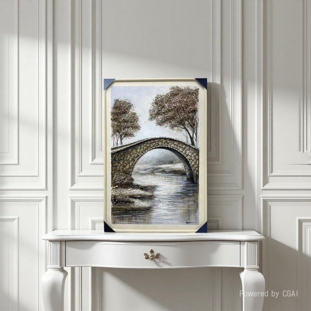 Entrance hall decorative painting, hand-painted oil painting, living room decorative painting, light luxury hanging painting, dining room American mural, corridor texture painting, arch bridge. 090853611 Application Scenario