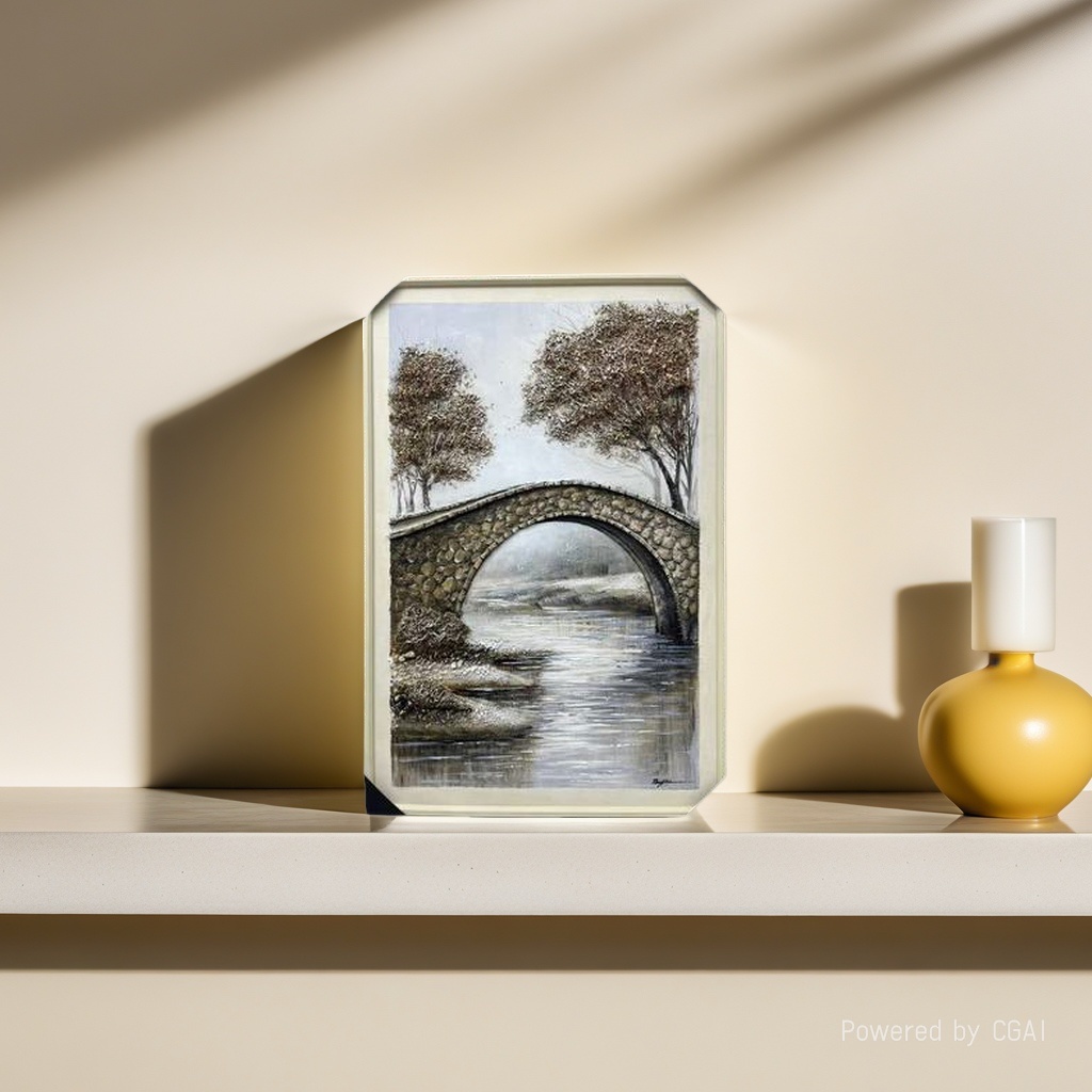 Entrance hall decorative painting, hand-painted oil painting, living room decorative painting, light luxury hanging painting, dining room American mural, corridor texture painting, arch bridge. 090853611 details Picture