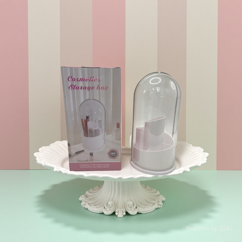 360-degree rotating makeup brush storage bucket, dressing table, eyebrow pencil, eyeshadow brush, dust-proof covered pen holder storage box Specification image