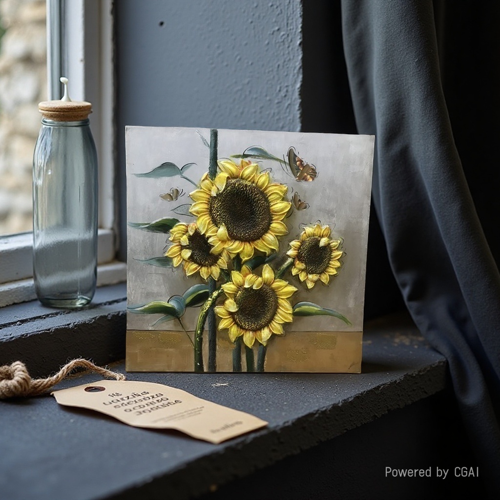 Modern and simple entrance decoration painting, hand-painted corridor, flower oil painting, Dafen Village oil painting - Sunflower 092516483 details Picture