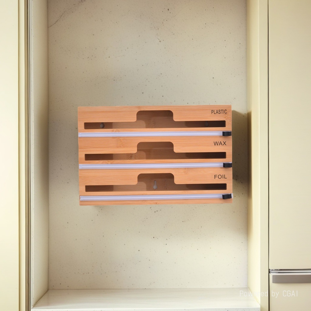 Bamboo and wood drawer-type storage box, square cling film cutter, tin foil paper sheepskin roll cutter, bamboo storage box Application Scenario