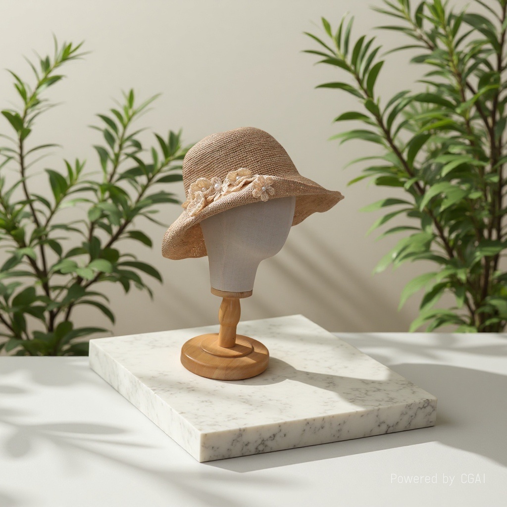 Spring and summer designer's three-dimensional small flower pearl original Lafite grass basin hat, elegant fisherman's hat, sun hat Specification image