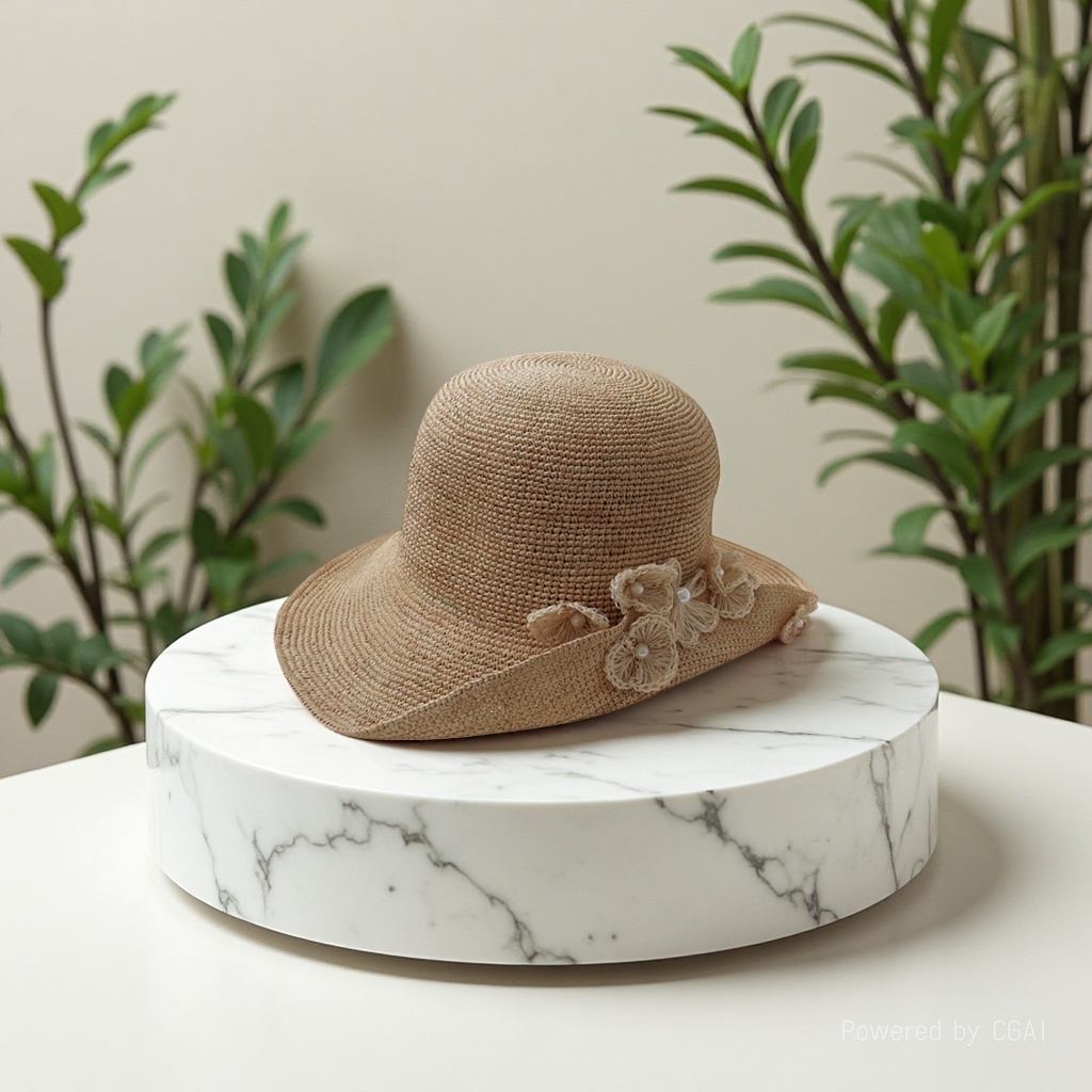 Spring and summer designer's three-dimensional small flower pearl original Lafite grass basin hat, elegant fisherman's hat, sun hat Application Scenario