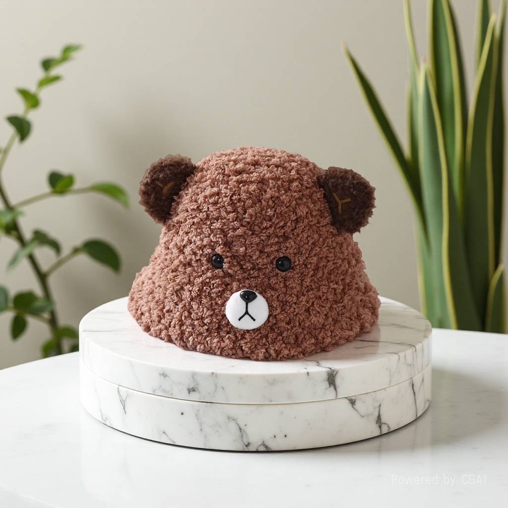 New teddy bear bucket hat, women's autumn and winter warm ear-protecting hat, cute plush hat, student cycling cold-proof wool basin