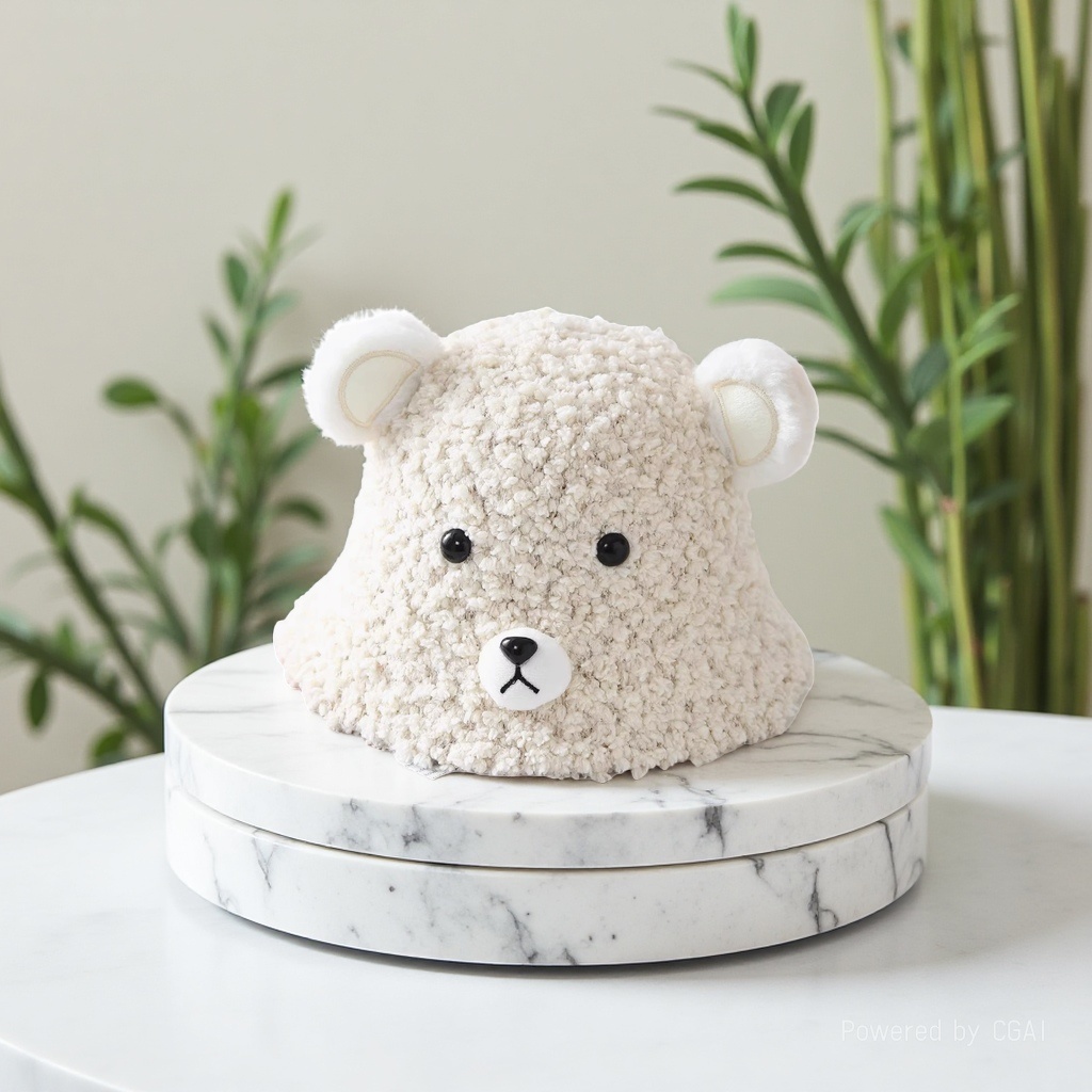 New teddy bear bucket hat, women's autumn and winter warm ear-protecting hat, cute plush hat, student cycling cold-proof wool basin details Picture