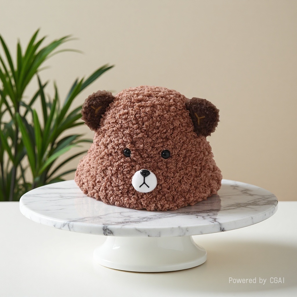 New teddy bear bucket hat, women's autumn and winter warm ear-protecting hat, cute plush hat, student cycling cold-proof wool basin Specification image