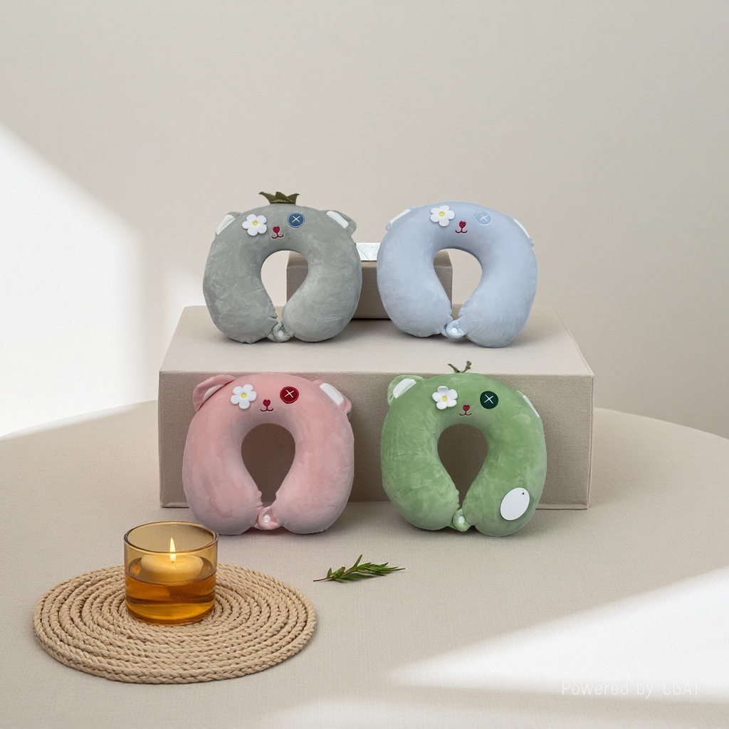 Cute cartoon-shaped U-shaped memory foam travel pillow, a soft and comfortable neck-protecting wonder Specification image