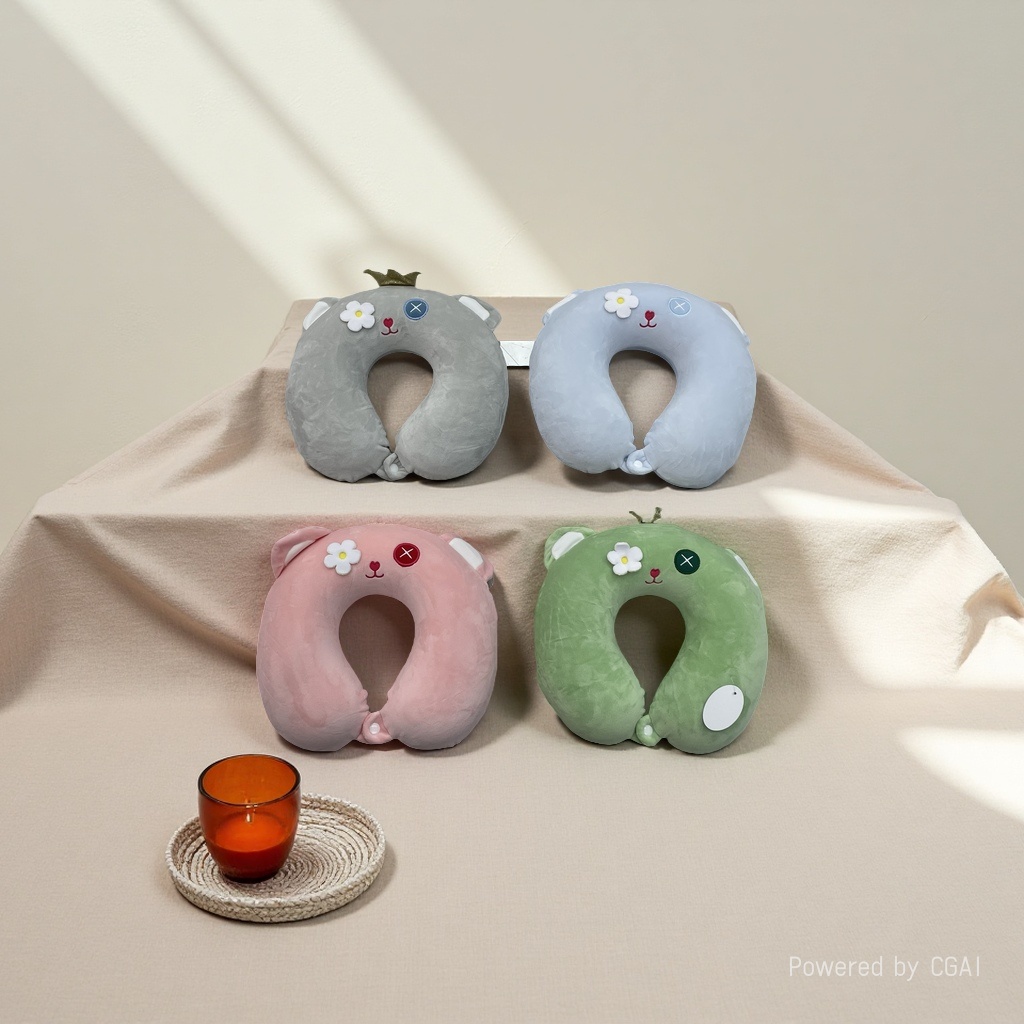 Cute cartoon-shaped U-shaped memory foam travel pillow, a soft and comfortable neck-protecting wonder details Picture
