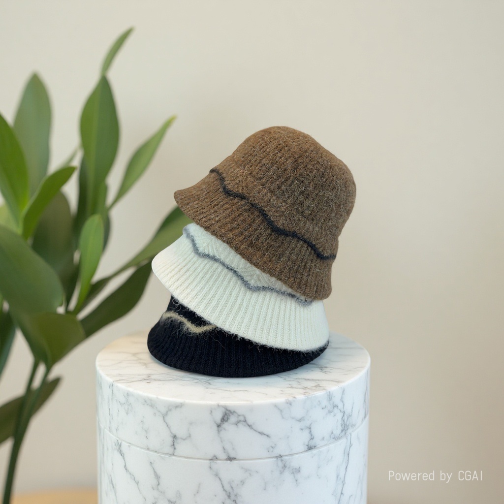 New natural-look, simple and versatile knitted fisherman hat, warm and face-enhancing for autumn and winter, small outdoor cold-proof large-head bucket hat details Picture