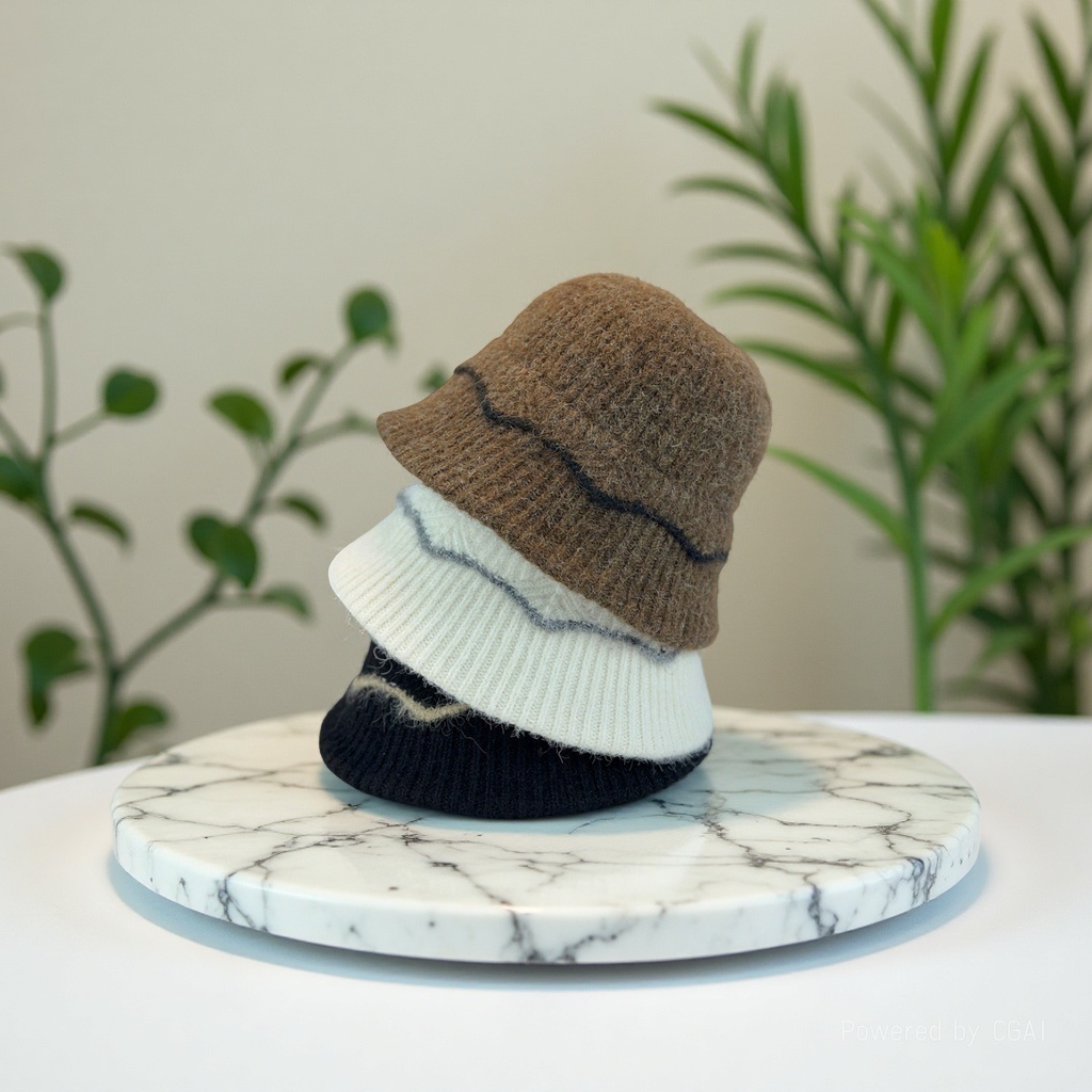 New natural-look, simple and versatile knitted fisherman hat, warm and face-enhancing for autumn and winter, small outdoor cold-proof large-head bucket hat