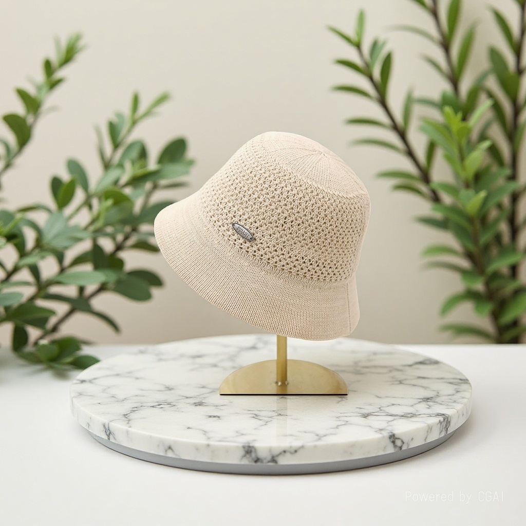 The new Spring and Autumn style of small casual knitted basin cap for women's autumn sun hat, with a breathable and hollowed-out Korean-style knitted design details Picture