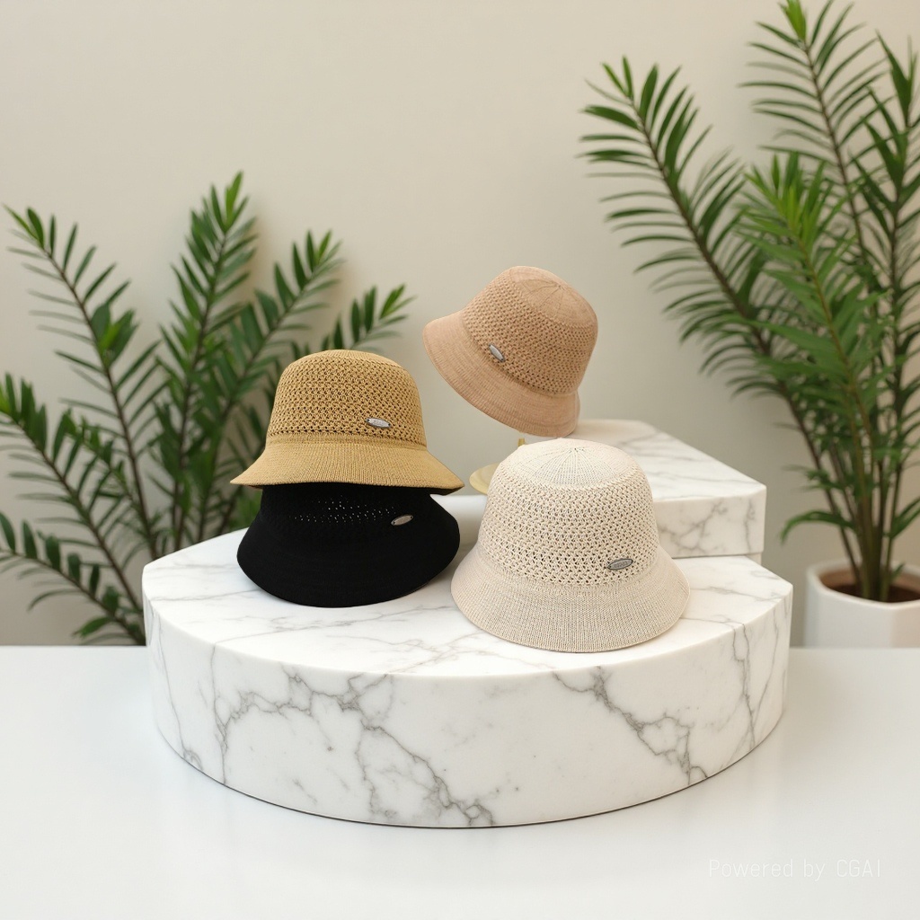 The new Spring and Autumn style of small casual knitted basin cap for women's autumn sun hat, with a breathable and hollowed-out Korean-style knitted design Application Scenario