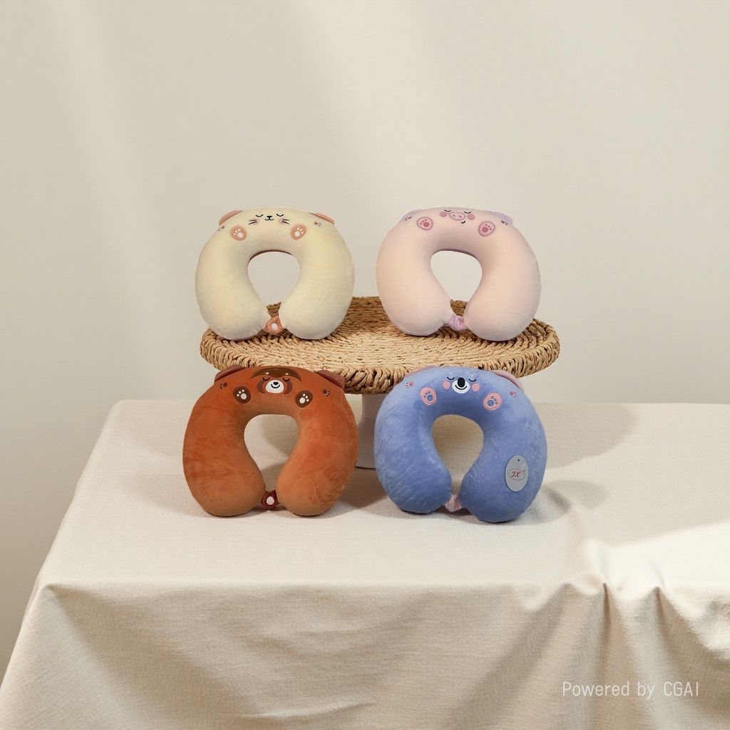 Cartoon animal-shaped memory foam U-shaped travel pillow, comfortable, breathable and neck-protecting new style details Picture