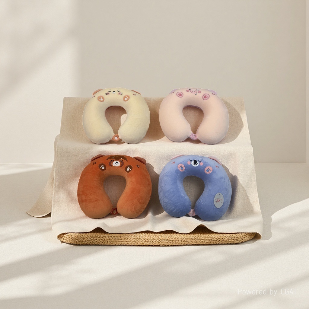 Cartoon animal-shaped memory foam U-shaped travel pillow, comfortable, breathable and neck-protecting new style