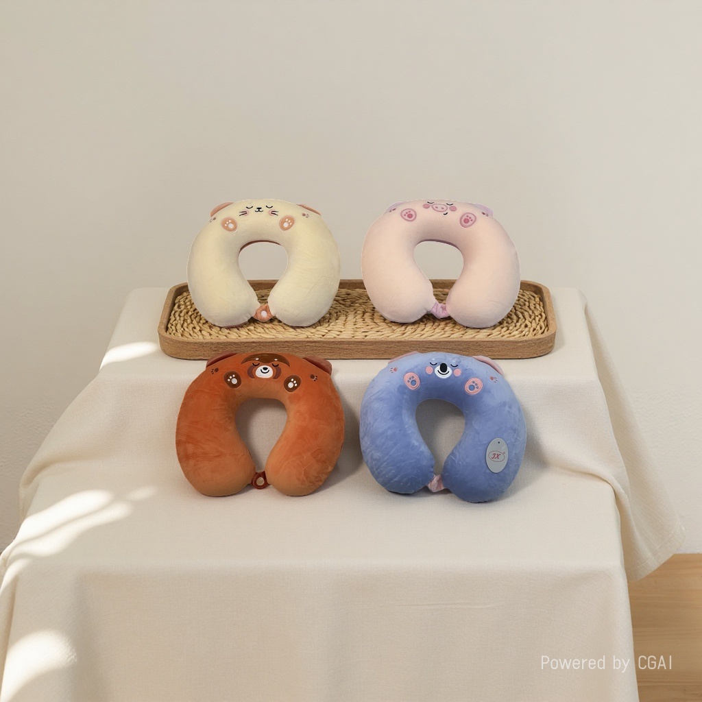 Cartoon animal-shaped memory foam U-shaped travel pillow, comfortable, breathable and neck-protecting new style Specification image