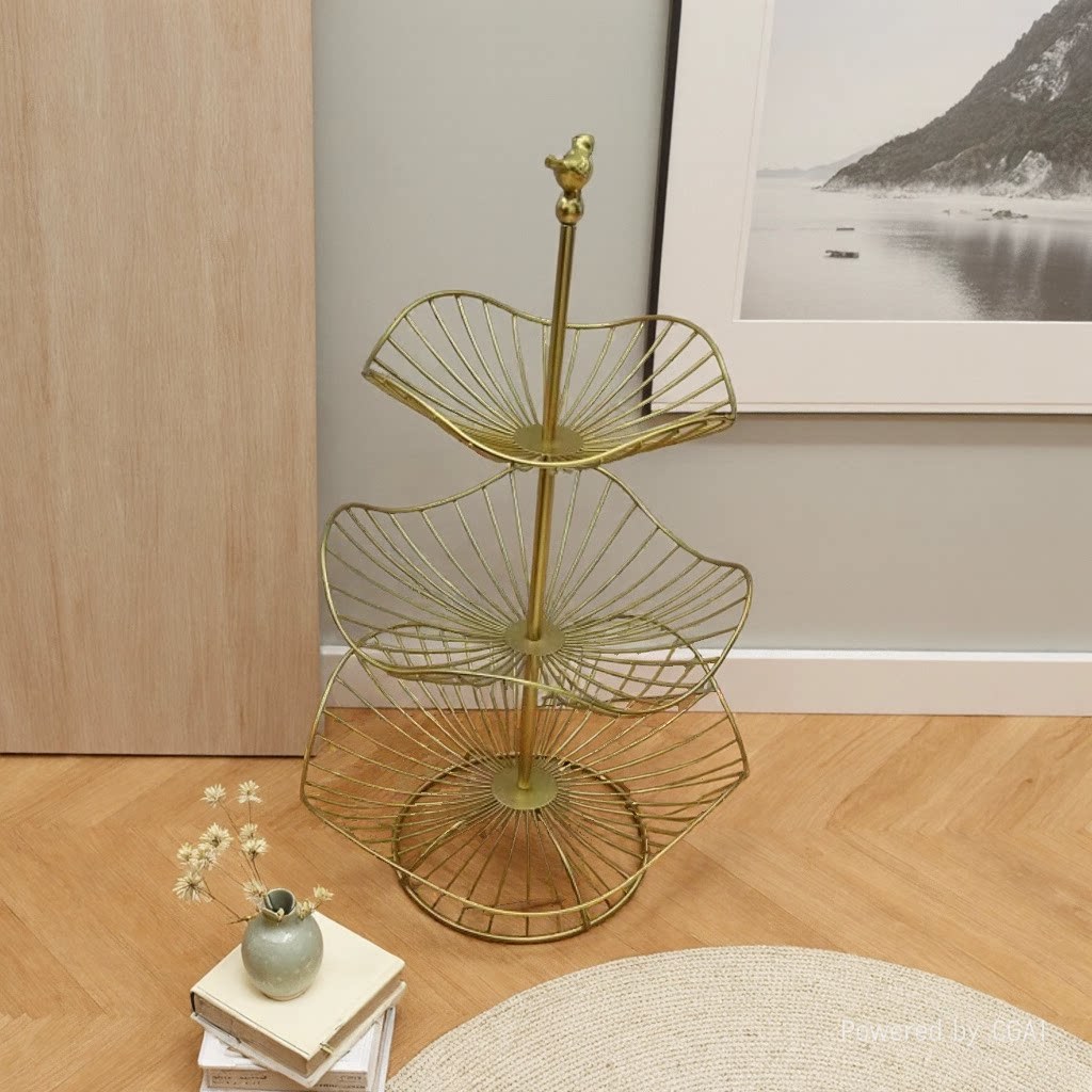 A Nordic-style fruit plate for the living room, a three-layer fruit basket for home use, a modern and simple multi-layer fruit basket for storage, and a snack basket Specification image