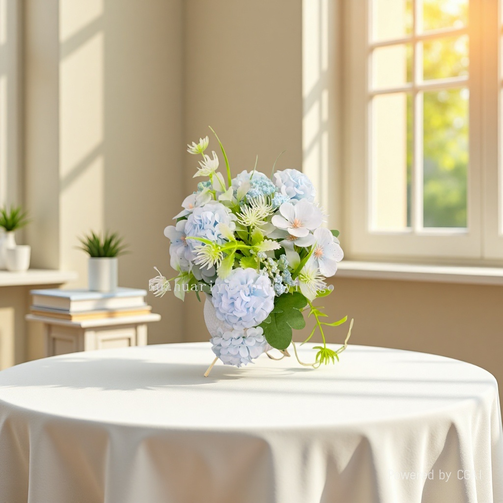 塑料绳盆绣球小花仿真盆景仿真花 家居桌面花艺摆件装饰