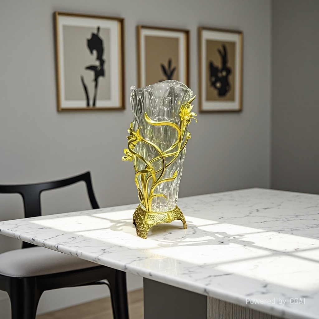 Cross-border European-style light luxury glass vase, a high-end living room flower arrangement, indoor transparent hydroponic decorative item details Picture