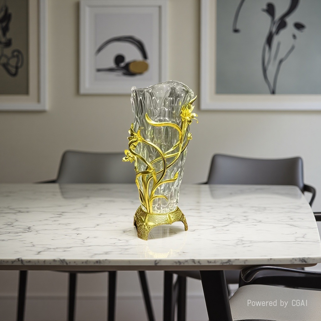 Cross-border European-style light luxury glass vase, a high-end living room flower arrangement, indoor transparent hydroponic decorative item Application Scenario
