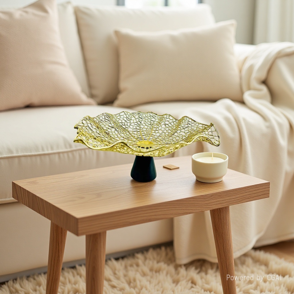 Creative hollowed-out fruit plate, living room coffee table, dining table, fruit plate, model room, light luxury decorative item, coral fruit plate details Picture