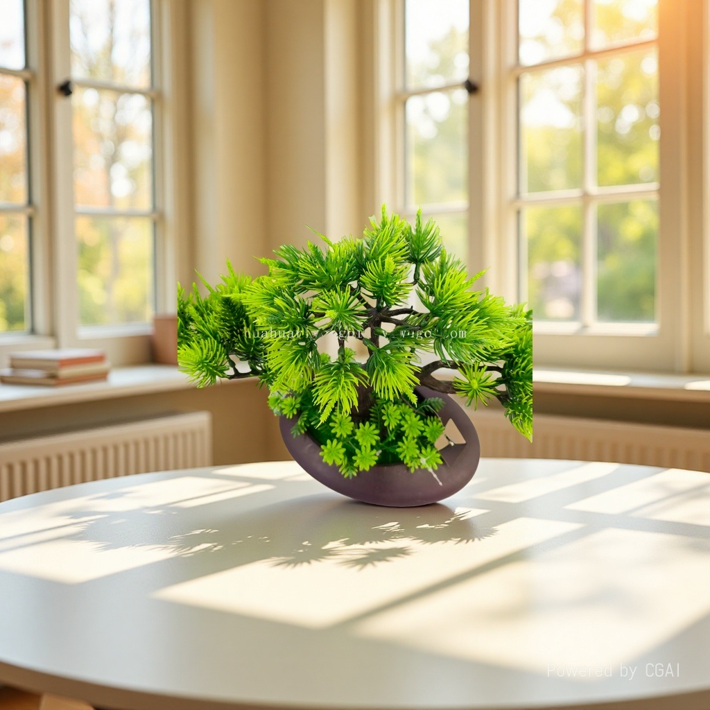 仿真花假花盆景椭圆形盆迎客松盆景 惟妙惟肖家居装饰