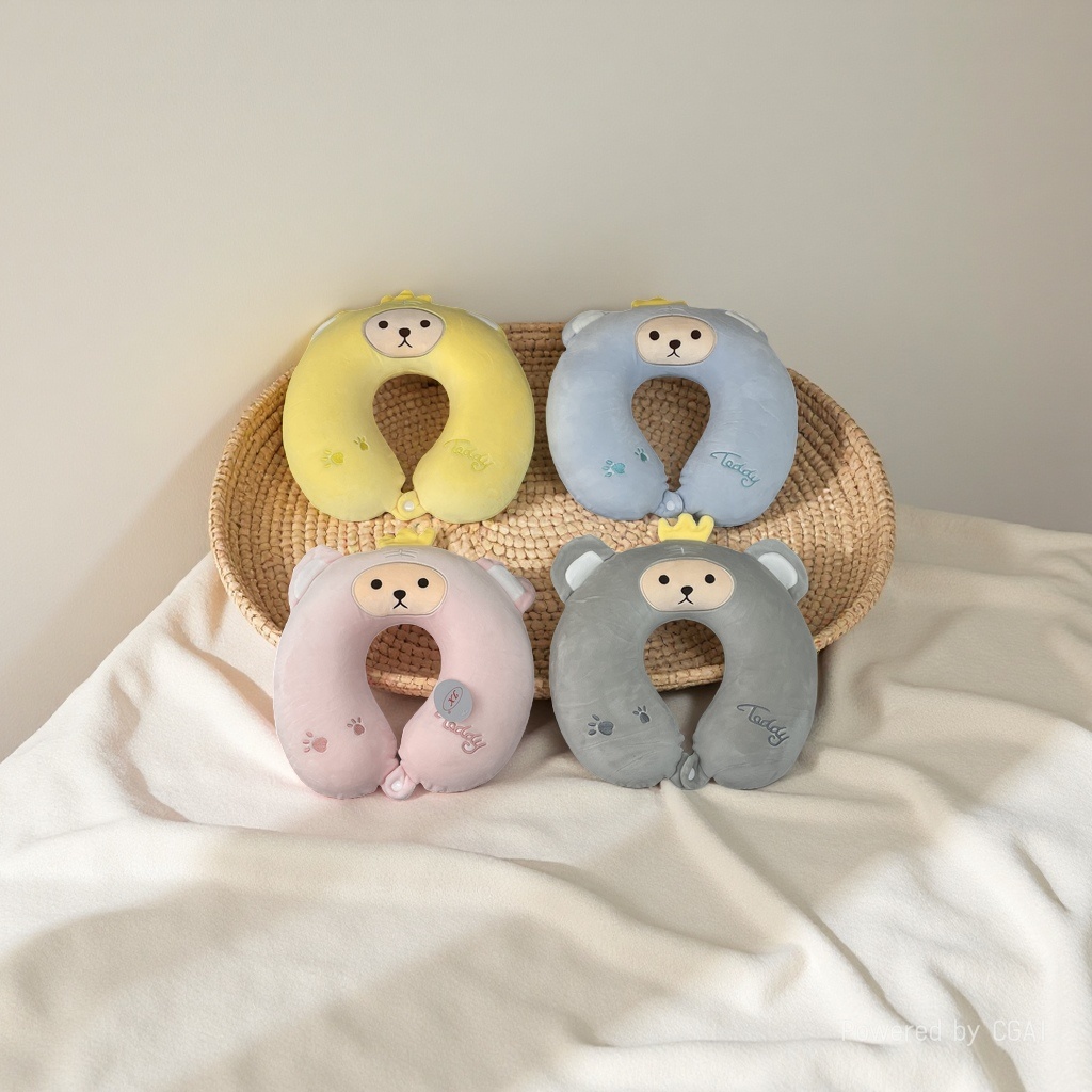 Cartoon animal-shaped memory foam U-shaped pillow Travel pillow, comfortable neck protection, portable for both office and home use