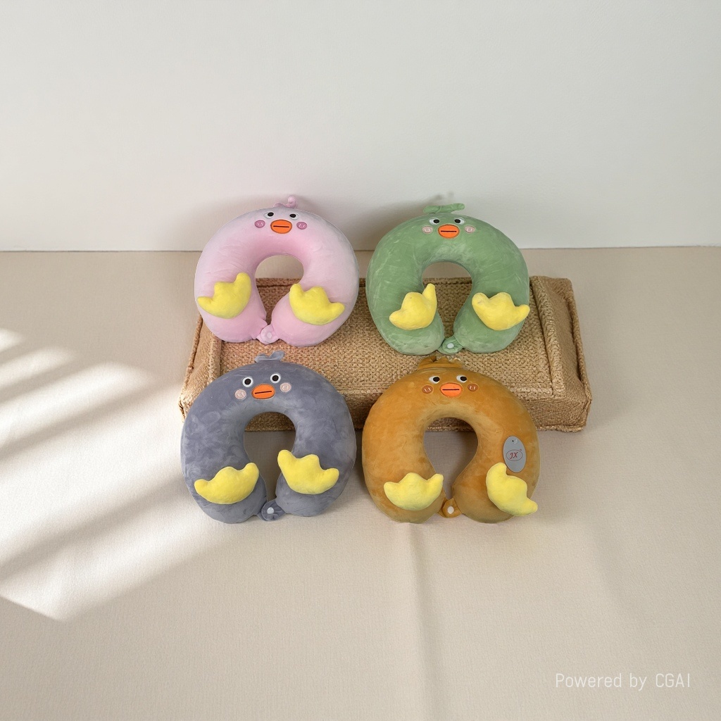 Cute cartoon duck-shaped memory foam U-shaped travel pillow, comfortable neck protection, relaxing sleep Specification image