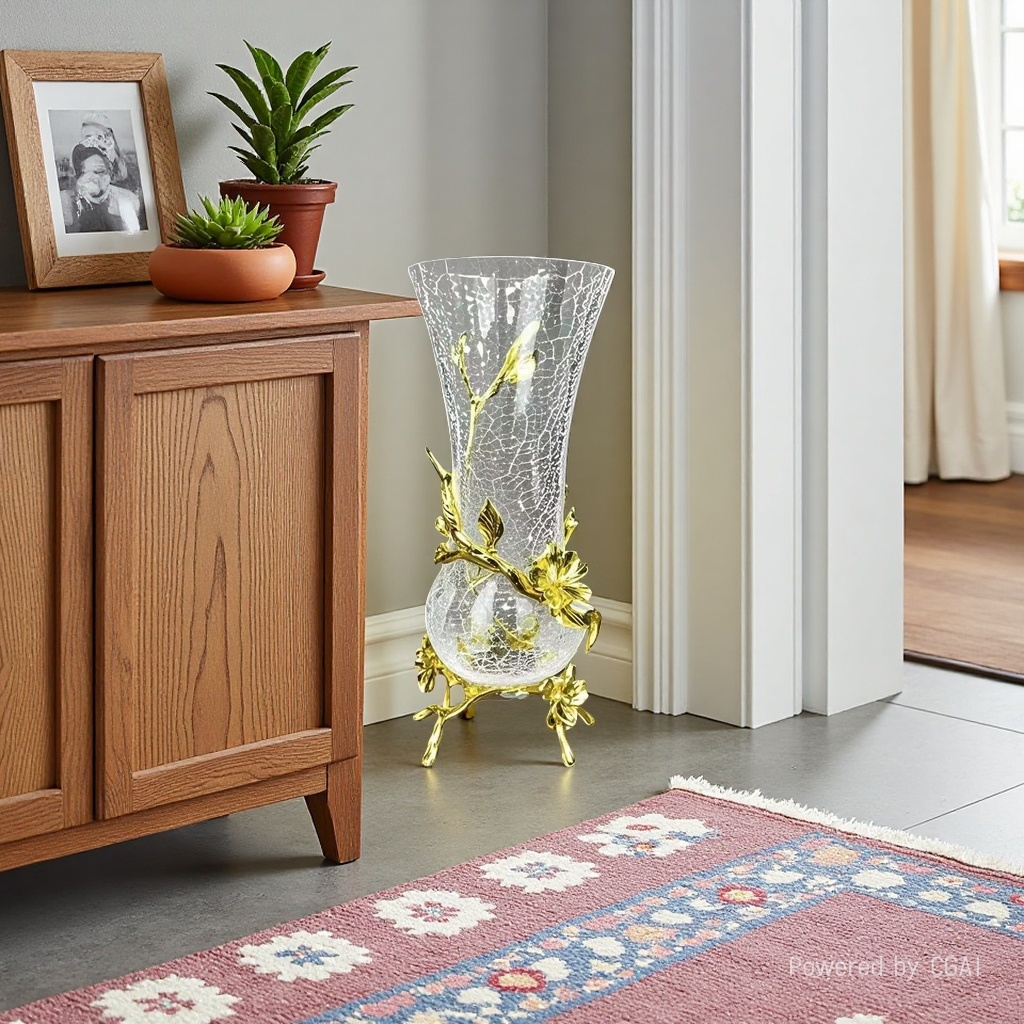 Crystal glass vase, hydroponic transparent flower arrangement, luxurious living room decorative handicrafts and ornaments Specification image