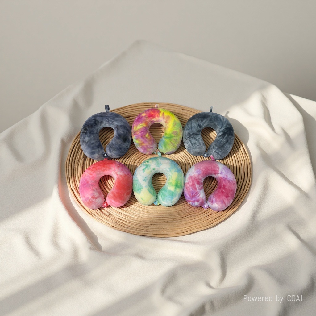 Colorful tie-dyed U-shaped pillow, memory foam travel pillow, comfortable, breathable and portable new style Specification image
