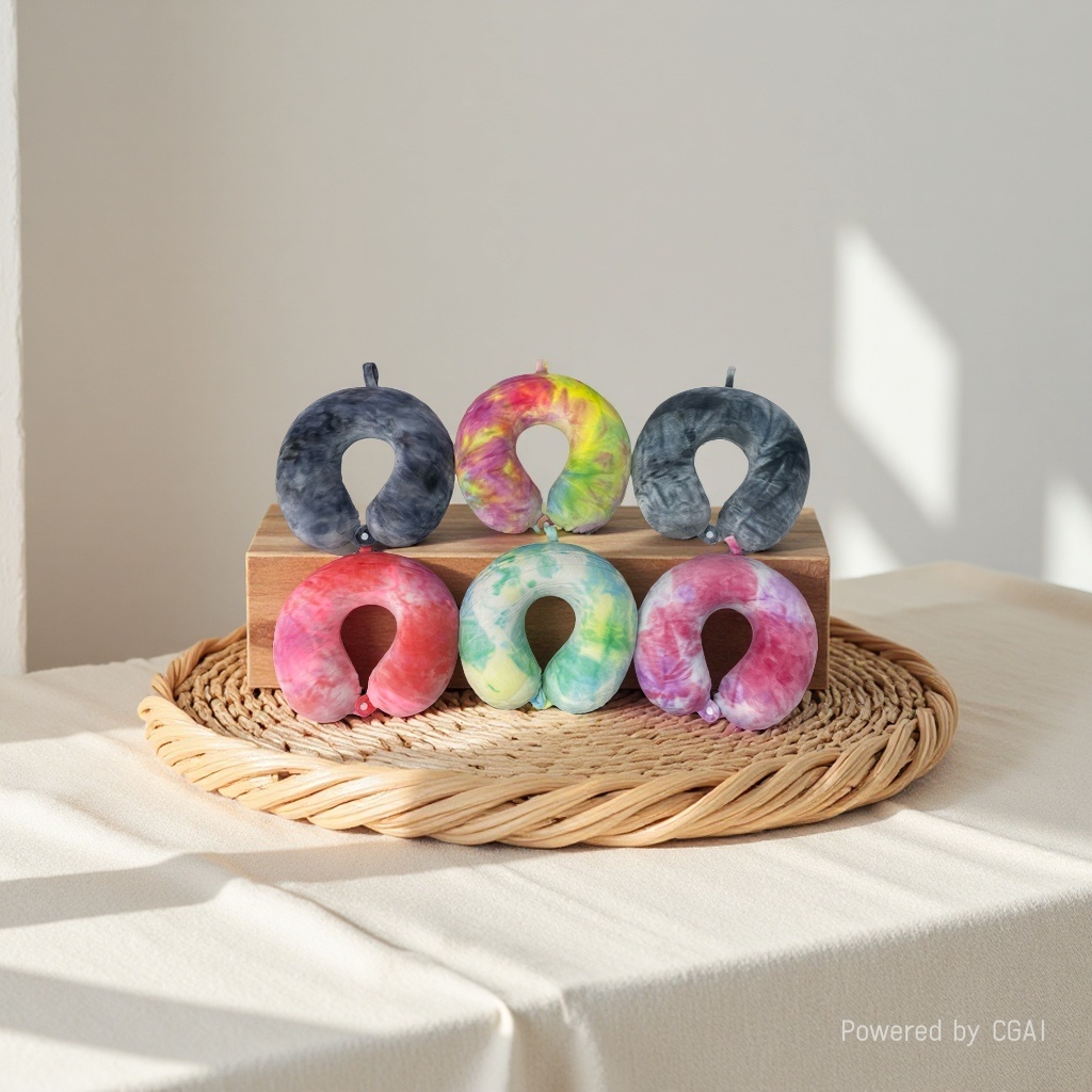 Colorful tie-dyed U-shaped pillow, memory foam travel pillow, comfortable, breathable and portable new style Application Scenario