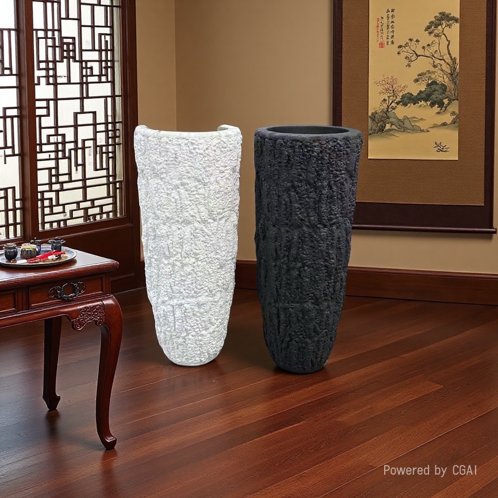 2026 Light Luxury Minimalist Style floor-standing Large Vase for Homestay and hotel soft decoration Black and white flower pot Set for Home living room flower pot ornaments Application Scenario