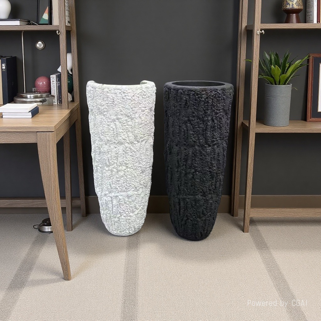 2026 Light Luxury Minimalist Style floor-standing Large Vase for Homestay and hotel soft decoration Black and white flower pot Set for Home living room flower pot ornaments Specification image