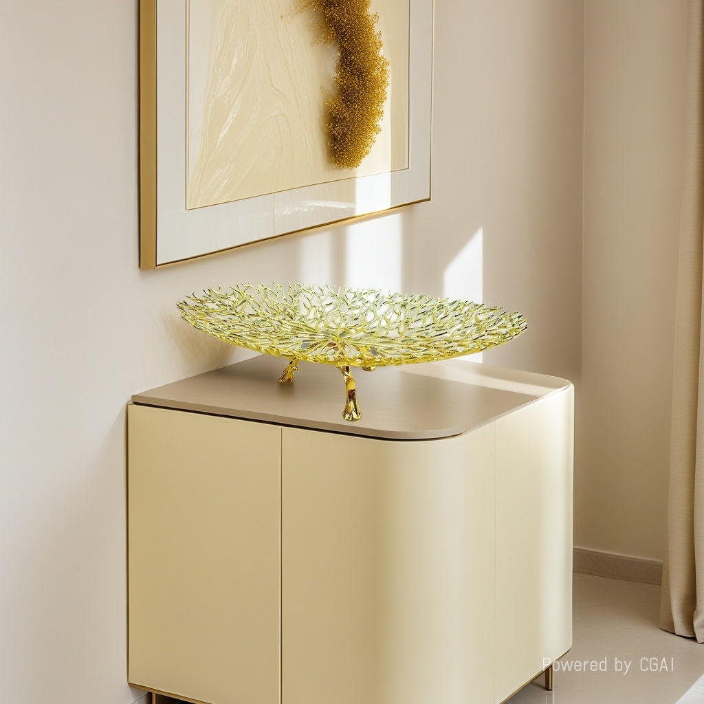European-style creative hotel table decorations, light luxury and fashionable fruit plates, coral trees, living room furnishings, and metal soft decorations for the entrance hall details Picture