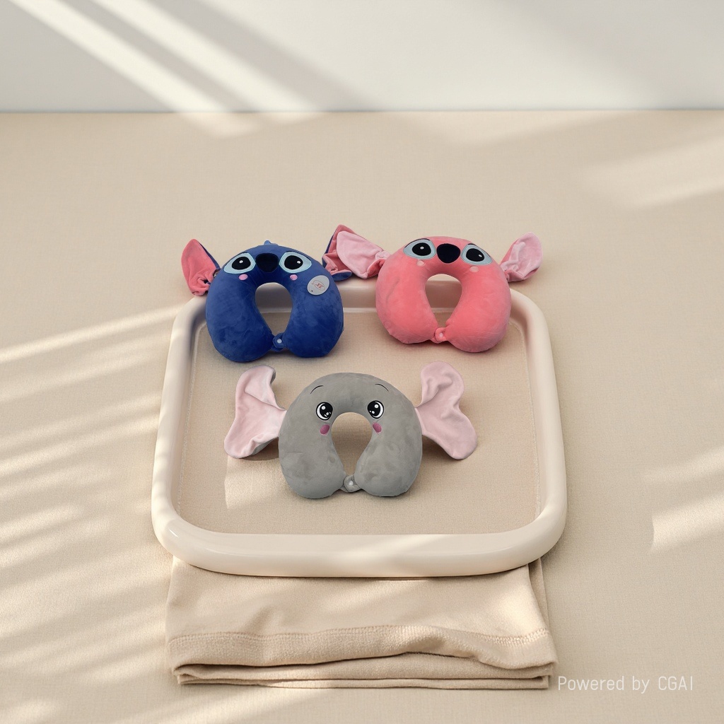 Five-color U-shaped travel neck pillow Smile smile red bow self-inflating pad 180g110412395 Specification image