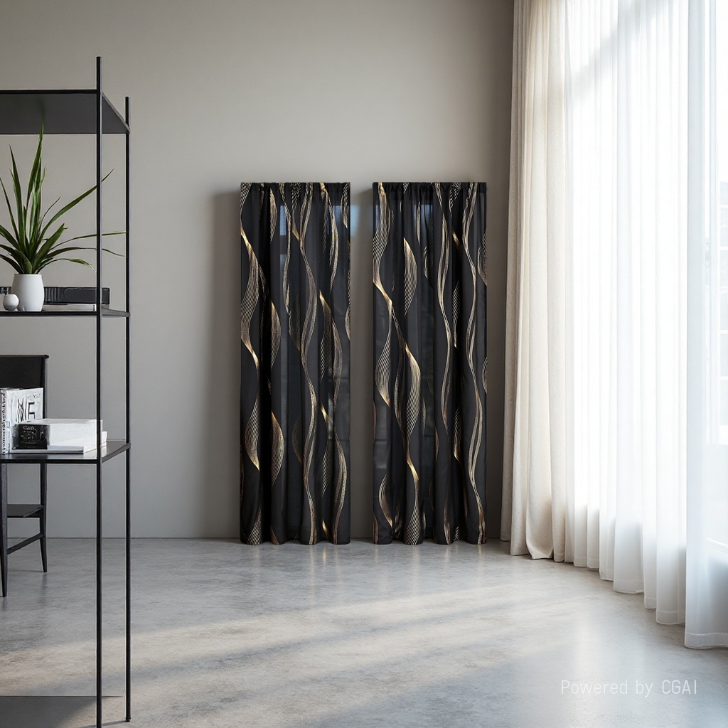 Cross-border new semi-transparent blackout curtains with gold and silver foil stamping are selling well in supermarkets and e-commerce platforms in Africa and America Application Scenario