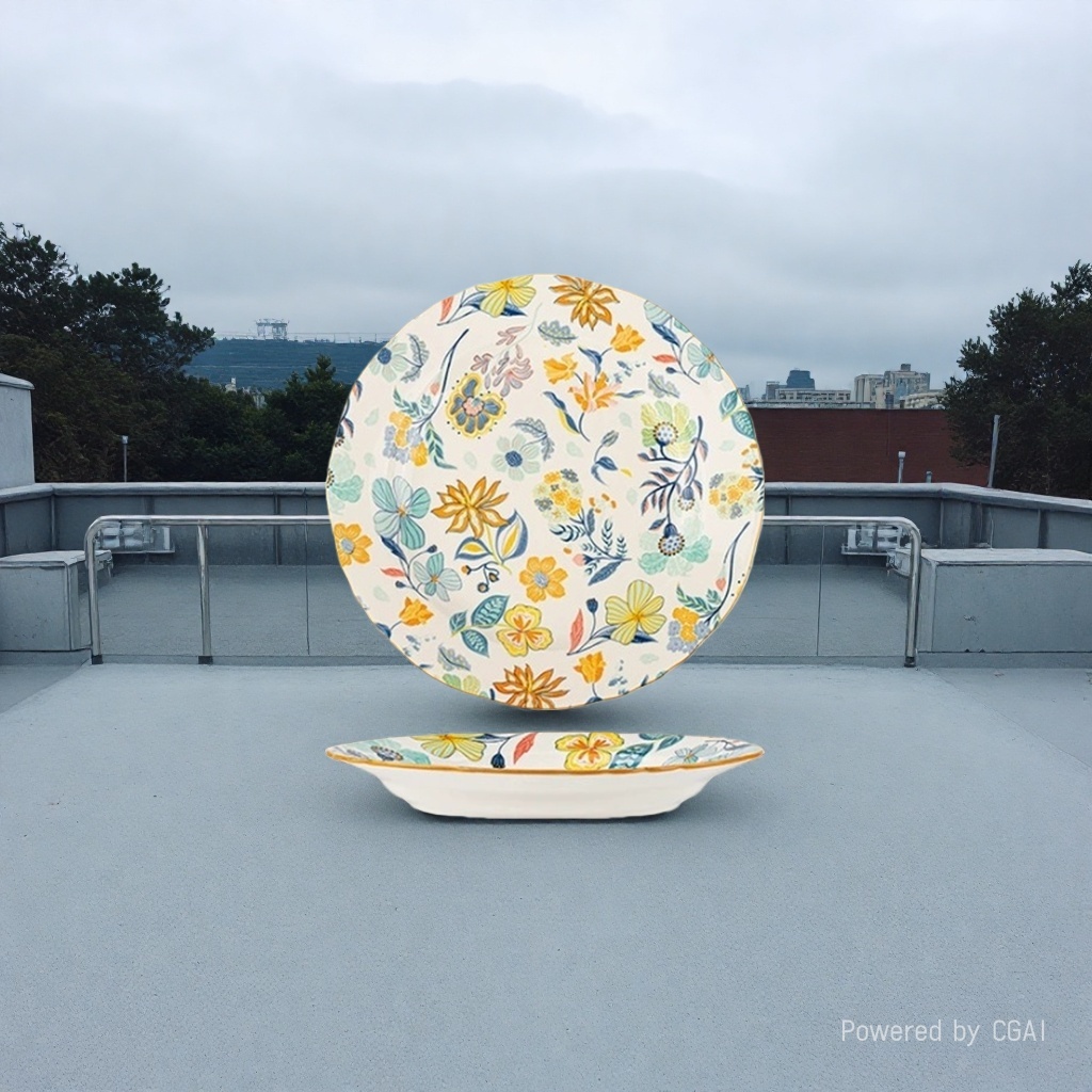 平盘盘子10寸/盘子/密胺/端菜盘/金边盘北欧产品图